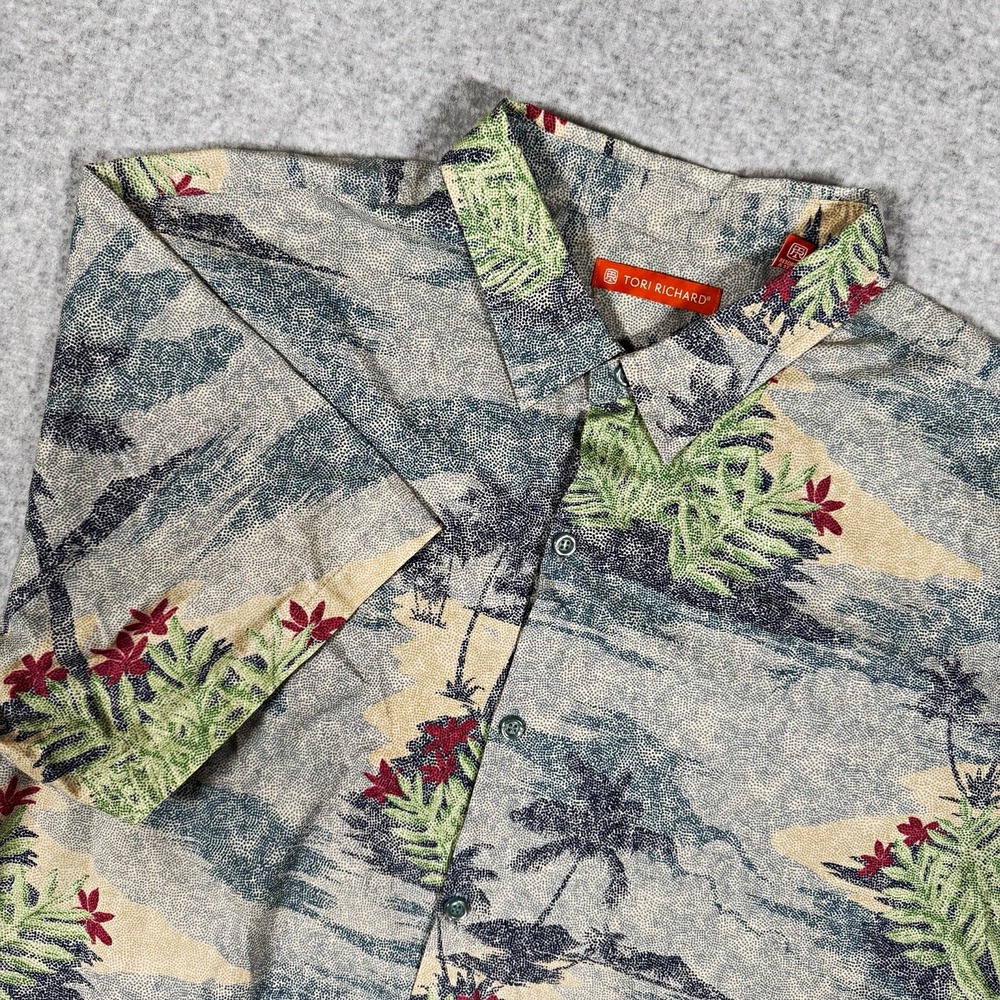 Tori Richard Men's XL Multicolor Floral Hawaiian Woven Cotton Button-Up Shirt